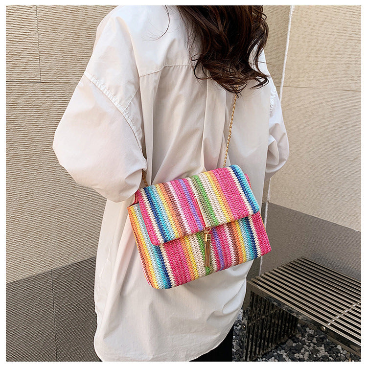 VOIDRA Rainbow Arc Straw Shoulder Bag – Limited Edition