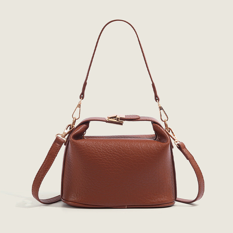 VOIDRA™ StreetLock Duo — Clamshell Leather Crossbody Box Bag with Double Strap