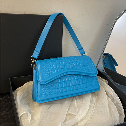 VOIDRA TEMPT — Embossed Croc Pattern Shoulder Bag in Bold Colours