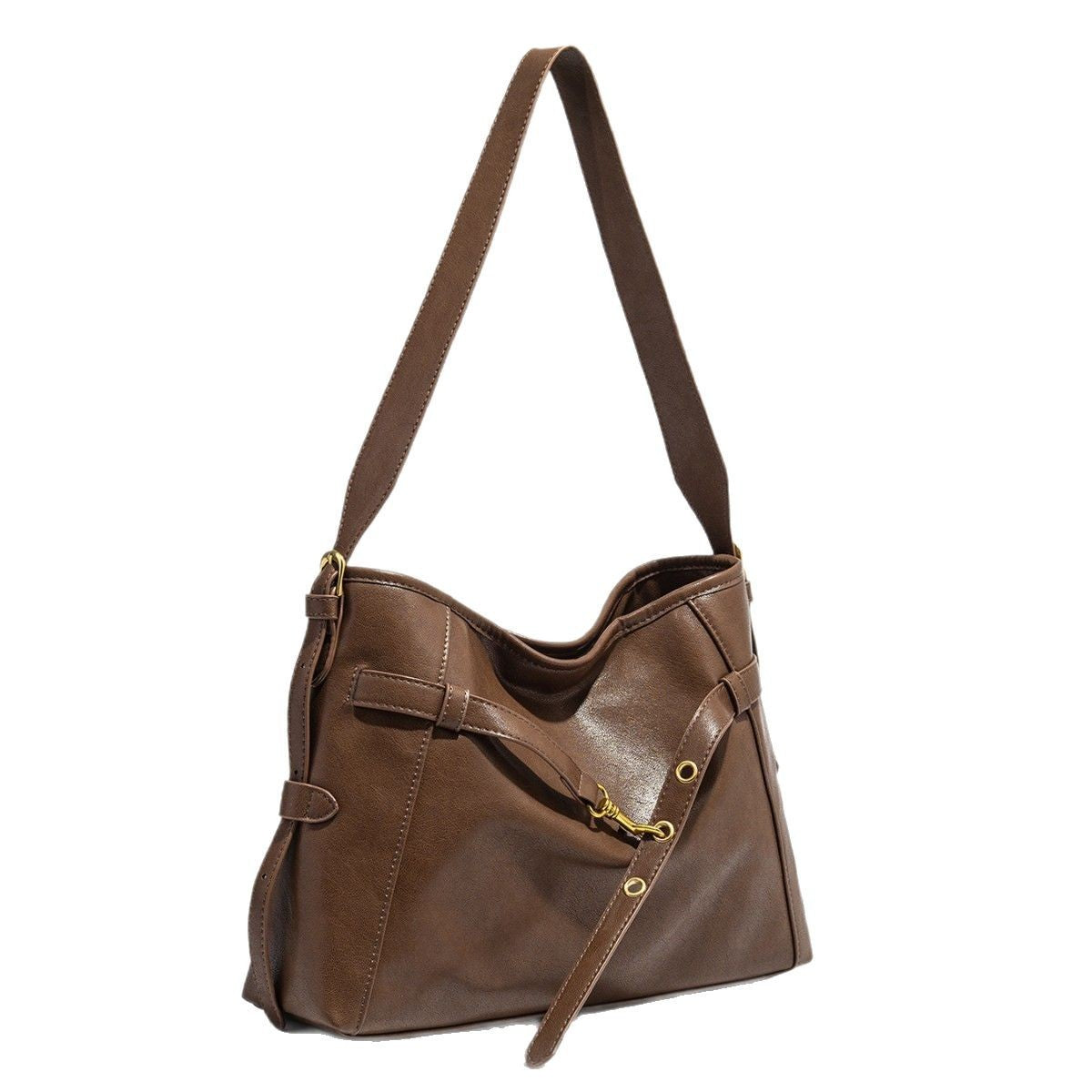 VOIDRA EchoTote – Vintage PU Leather Vertical Shoulder Bag