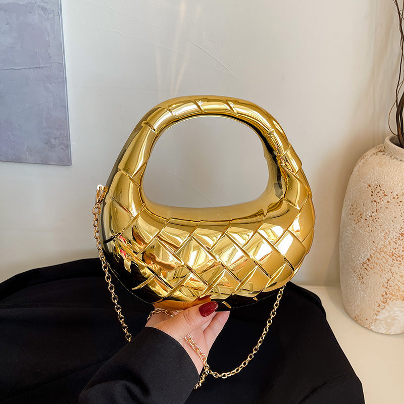 VOIDRA PrismDrape™ Acrylic Dumpling Clutch – Sculpted Elegance in Rhombus Form