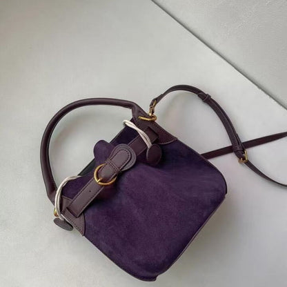 VOIDRA Velvet Hour – Soft Bucket Shoulder Crossbody (Purple/Brown)