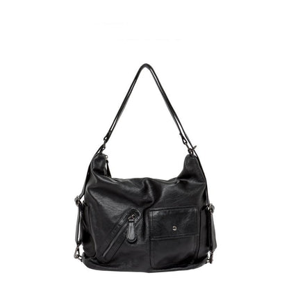 VOIDRA NoirThread – Retro Black PU Shoulder Bag