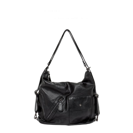 VOIDRA NoirThread – Retro Black PU Shoulder Bag