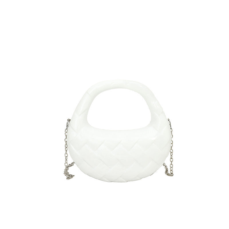 VOIDRA PrismDrape™ Acrylic Dumpling Clutch – Sculpted Elegance in Rhombus Form