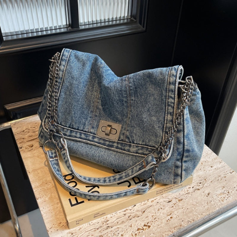 VOIDRA Denim Chainline Shoulder Tote — Summer Edition