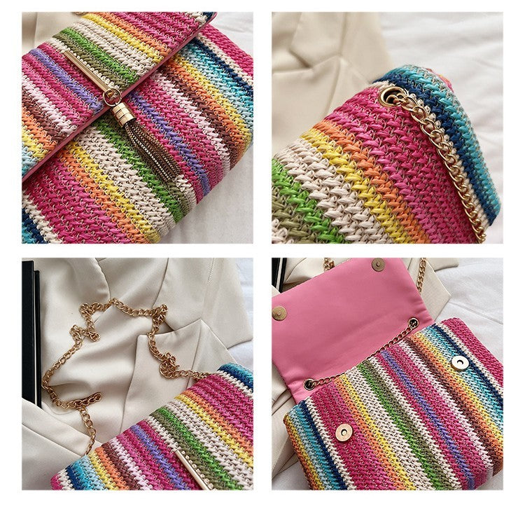 VOIDRA Rainbow Arc Straw Shoulder Bag – Limited Edition