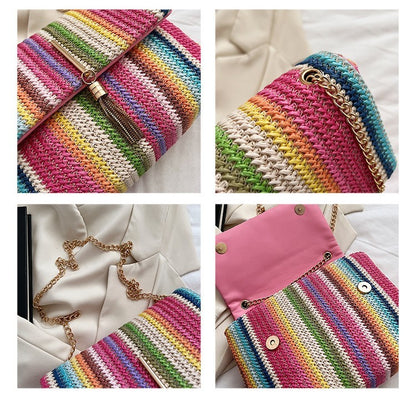 VOIDRA Rainbow Arc Straw Shoulder Bag – Limited Edition