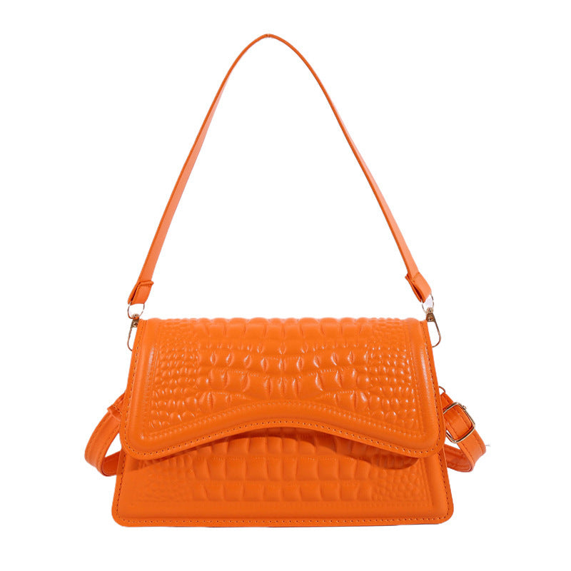 VOIDRA TEMPT — Embossed Croc Pattern Shoulder Bag in Bold Colours