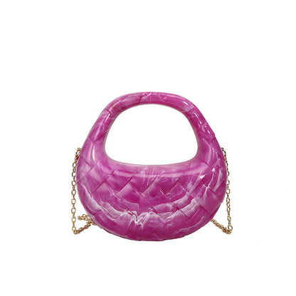 VOIDRA PrismDrape™ Acrylic Dumpling Clutch – Sculpted Elegance in Rhombus Form