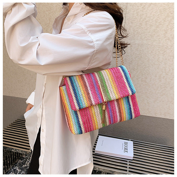 VOIDRA Rainbow Arc Straw Shoulder Bag – Limited Edition