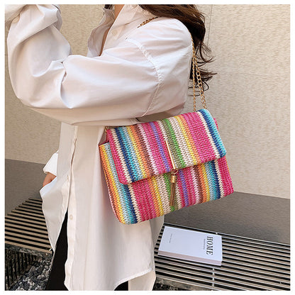 VOIDRA Rainbow Arc Straw Shoulder Bag – Limited Edition
