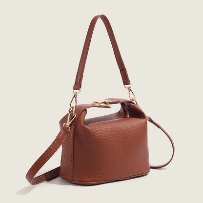 VOIDRA™ StreetLock Duo — Clamshell Leather Crossbody Box Bag with Double Strap