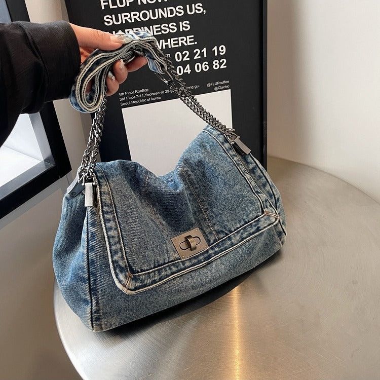 VOIDRA Denim Chainline Shoulder Tote — Summer Edition