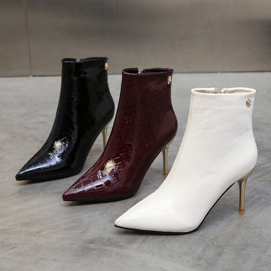 The Marble Patent Stiletto Boot | VOIDRA