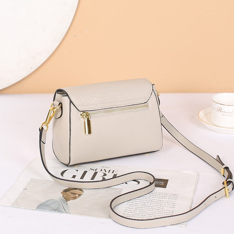 VOIDRA LYRA — Soft Cowhide Everyday Shoulder Bag in Pearl-Tone Elegance
