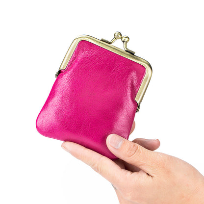 VOIDRA Retro Oil-Waxed Leather Coin Purse – Compact Clip-On Elegance