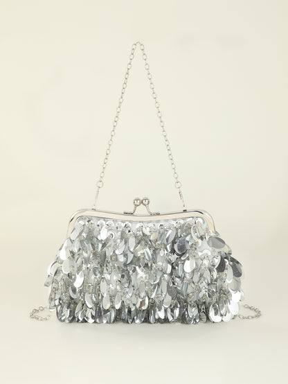 VOIDRA™ PrismRush Clutch — Sequin Shine Crossbody Bag with Dual Chain for Night Out & Party Glam