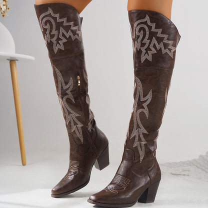 Denim Over-The-Knee Boots | Western