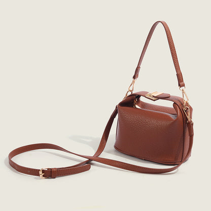 VOIDRA™ StreetLock Duo — Clamshell Leather Crossbody Box Bag with Double Strap