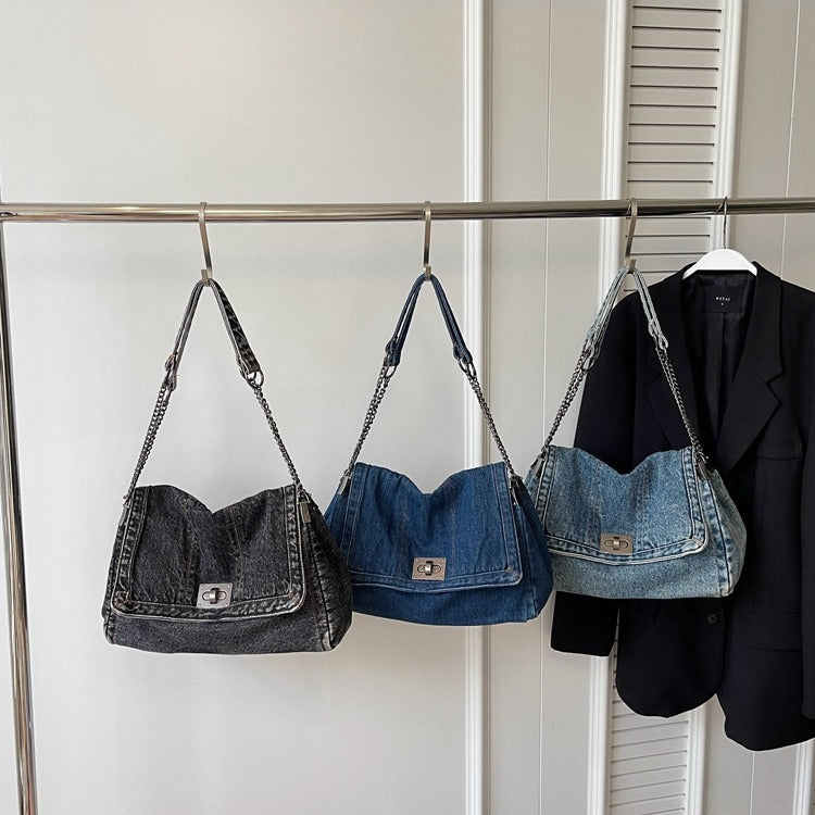 VOIDRA Denim Chainline Shoulder Tote — Summer Edition