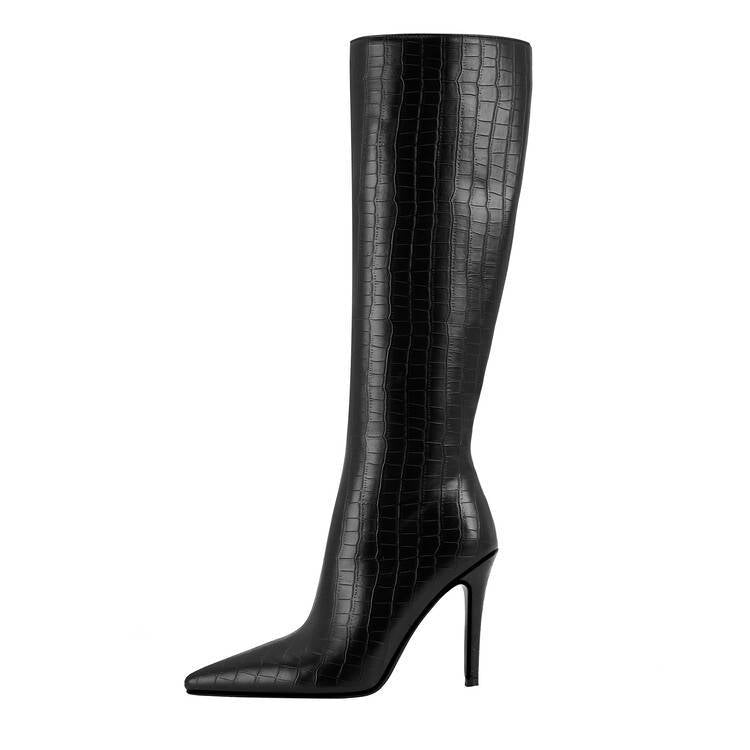STELLARA – High Cylinder Microfiber Zipper Stiletto Boots