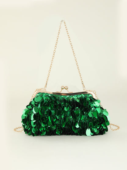 VOIDRA™ PrismRush Clutch — Sequin Shine Crossbody Bag with Dual Chain for Night Out & Party Glam