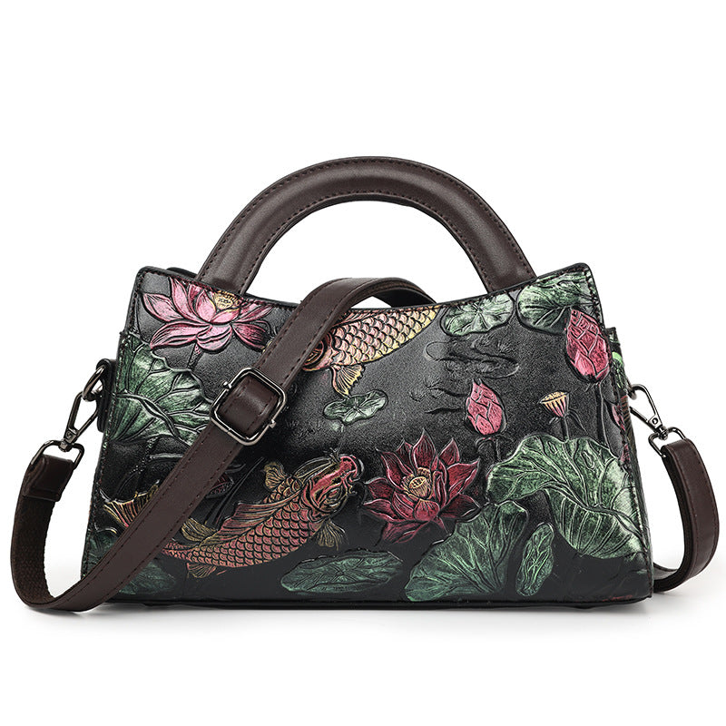 Angler Luxe Retro Crossbody – Embossed Elegance in Motion