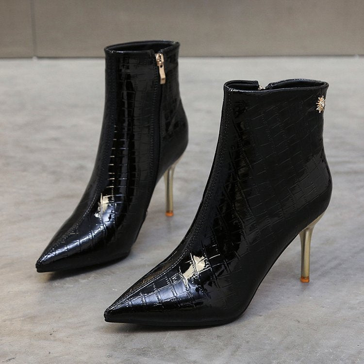 The Marble Patent Stiletto Boot | VOIDRA