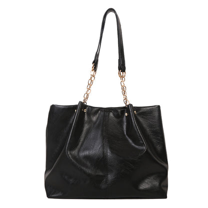 CÉLRA.CHAIN – Soft Chain-Handle PU Shoulder Tote