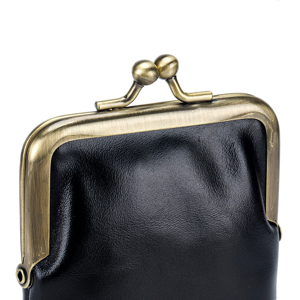 VOIDRA Retro Oil-Waxed Leather Coin Purse – Compact Clip-On Elegance