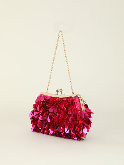 VOIDRA™ PrismRush Clutch — Sequin Shine Crossbody Bag with Dual Chain for Night Out & Party Glam