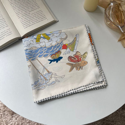 Artisan Print Silk Twill Scarf for Spring