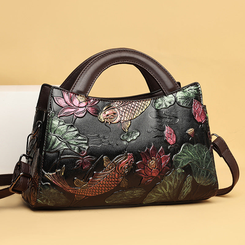 Angler Luxe Retro Crossbody – Embossed Elegance in Motion