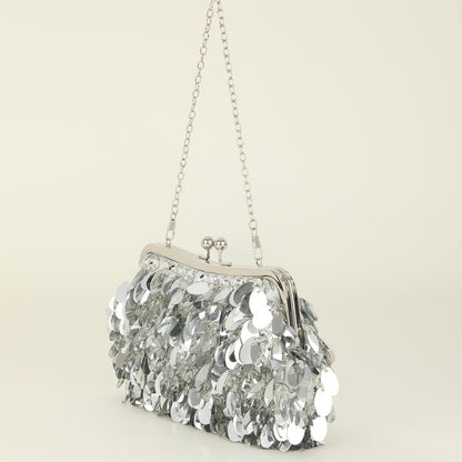 VOIDRA™ PrismRush Clutch — Sequin Shine Crossbody Bag with Dual Chain for Night Out & Party Glam