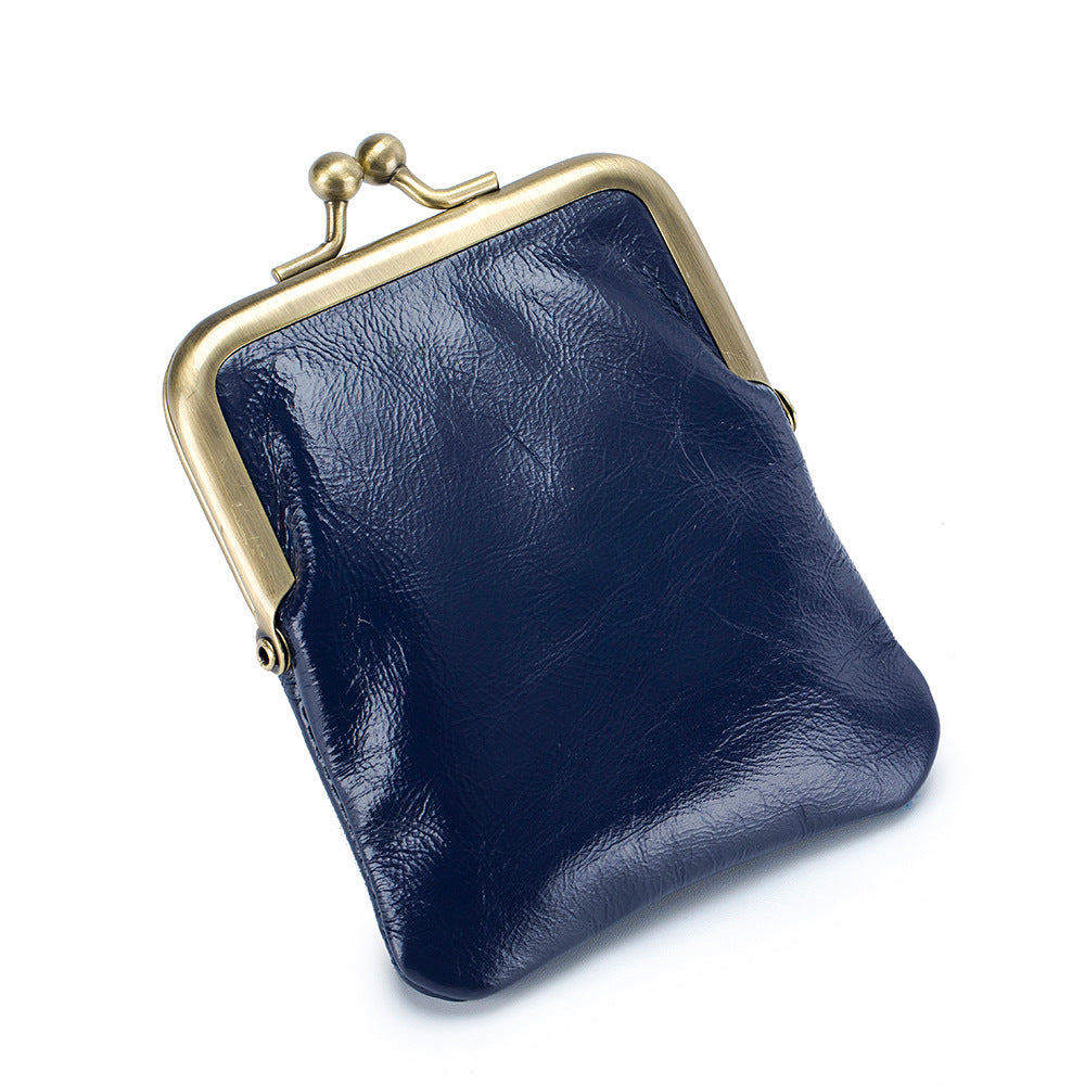 VOIDRA Retro Oil-Waxed Leather Coin Purse – Compact Clip-On Elegance