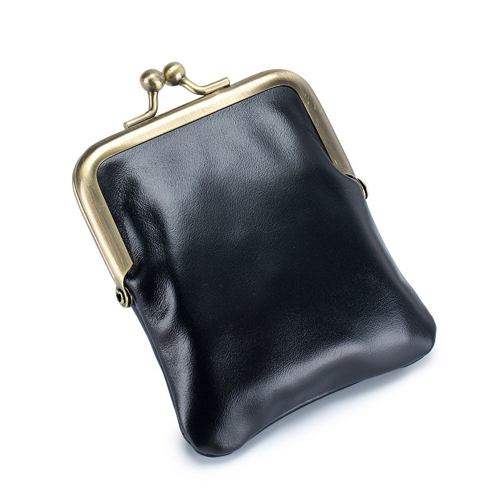 VOIDRA Retro Oil-Waxed Leather Coin Purse – Compact Clip-On Elegance