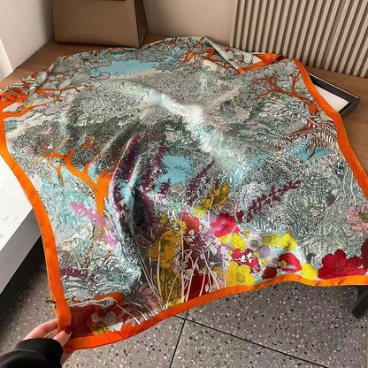 The Muse Printed Satin Scarf | VOIDRA