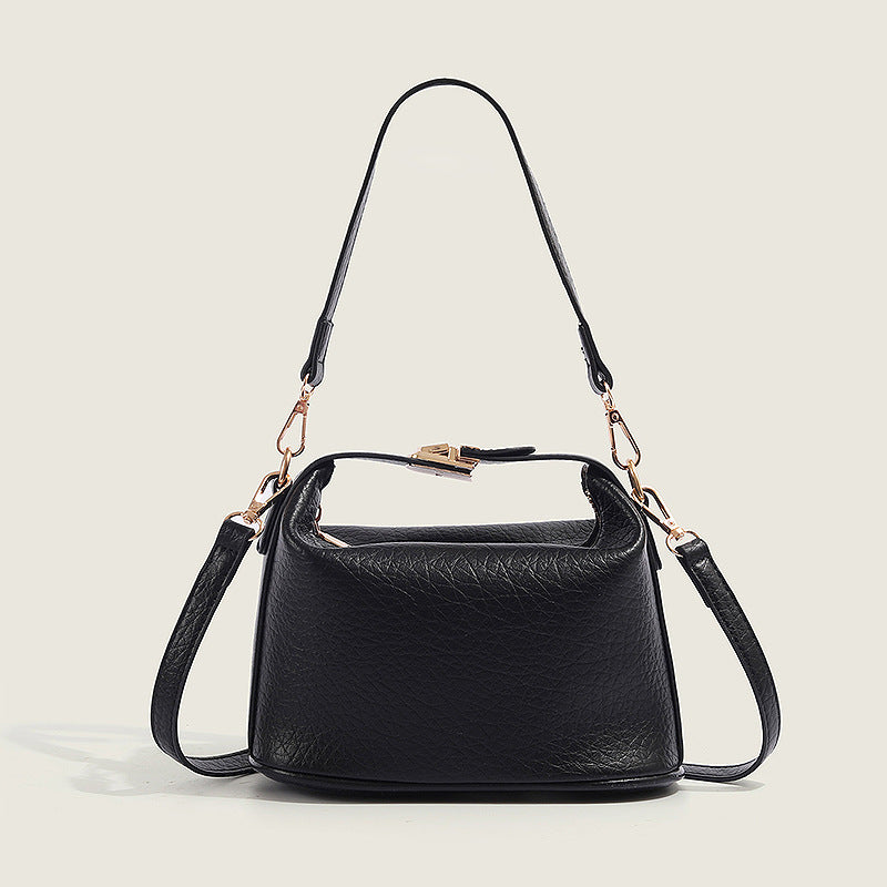 VOIDRA™ StreetLock Duo — Clamshell Leather Crossbody Box Bag with Double Strap