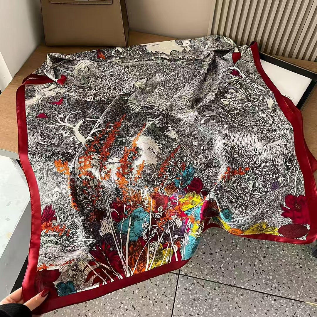 The Muse Printed Satin Scarf | VOIDRA