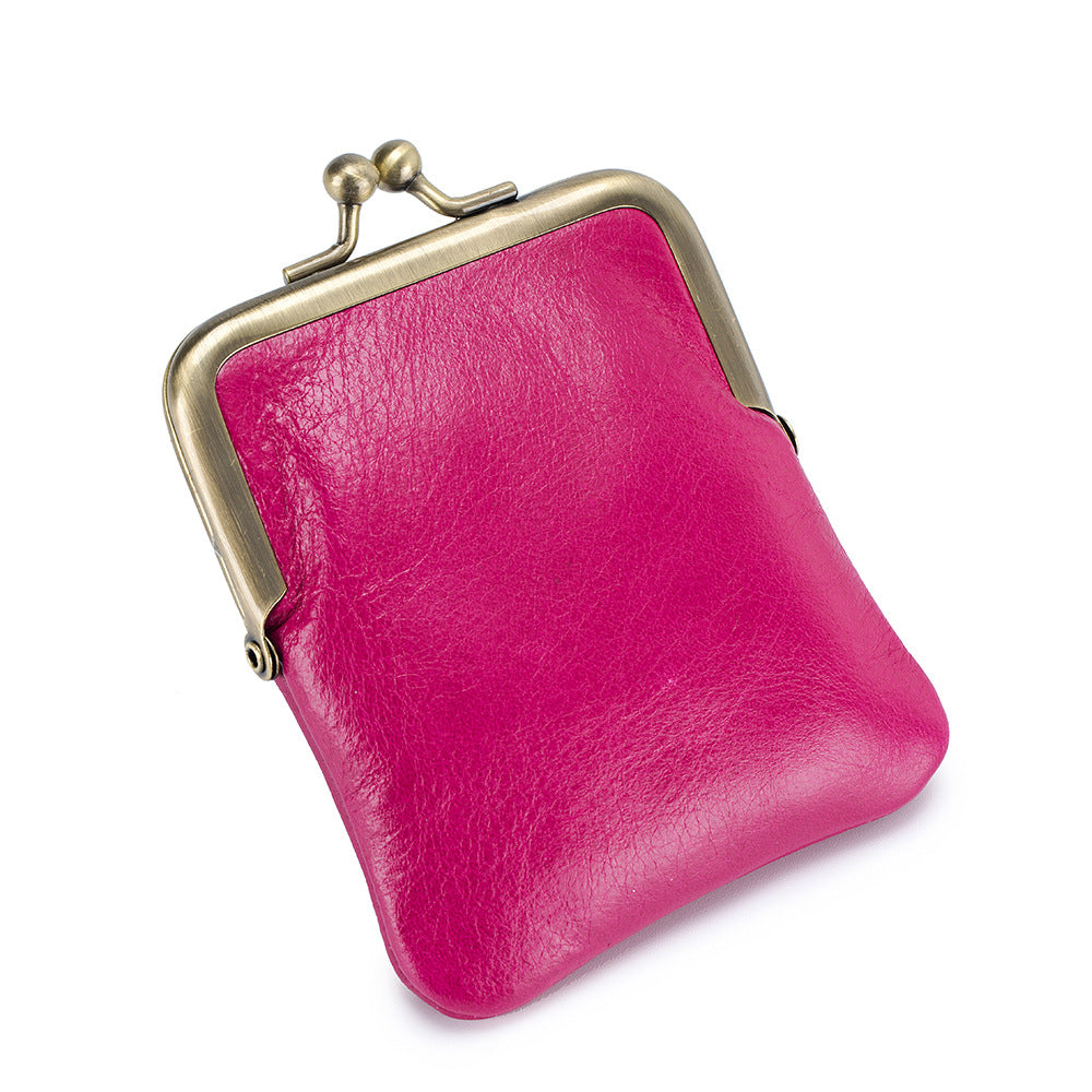 VOIDRA Retro Oil-Waxed Leather Coin Purse – Compact Clip-On Elegance