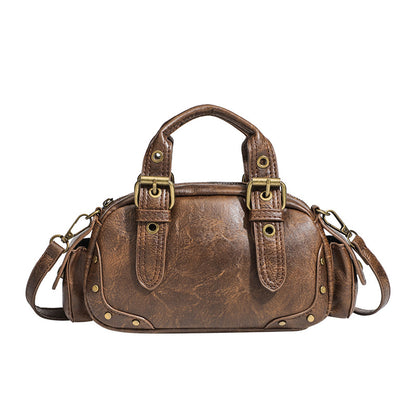 VOIDRA™ RetroPillow – Vintage Soft PU Crossbody Bowling Bag (Brown)