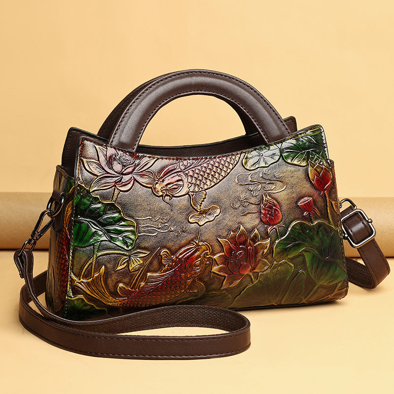 Angler Luxe Retro Crossbody – Embossed Elegance in Motion