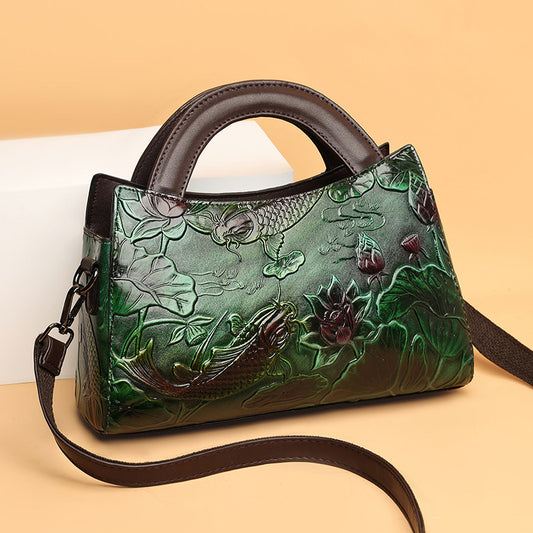 Angler Luxe Retro Crossbody – Embossed Elegance in Motion