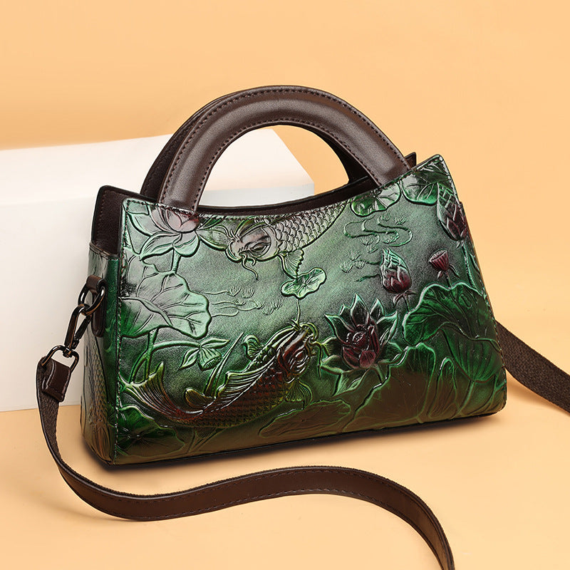 Angler Luxe Retro Crossbody – Embossed Elegance in Motion