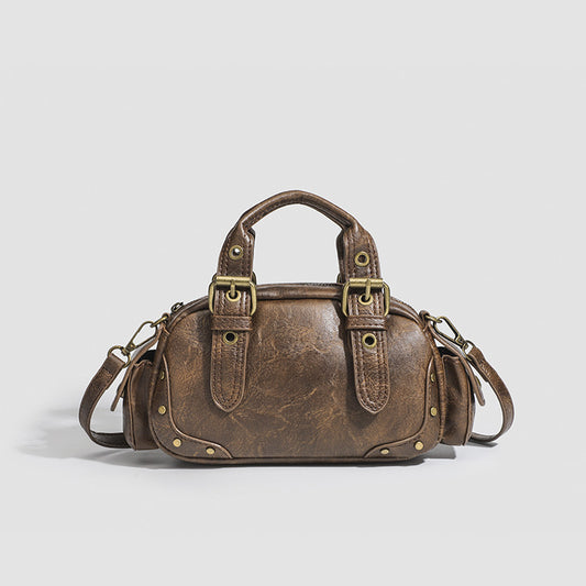 VOIDRA™ RetroPillow – Vintage Soft PU Crossbody Bowling Bag (Brown)