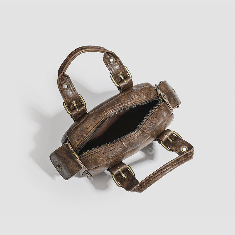 VOIDRA™ RetroPillow – Vintage Soft PU Crossbody Bowling Bag (Brown)