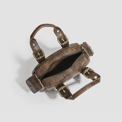 VOIDRA™ RetroPillow – Vintage Soft PU Crossbody Bowling Bag (Brown)