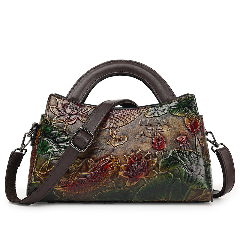 Angler Luxe Retro Crossbody – Embossed Elegance in Motion
