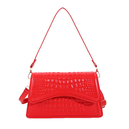 VOIDRA TEMPT — Embossed Croc Pattern Shoulder Bag in Bold Colours